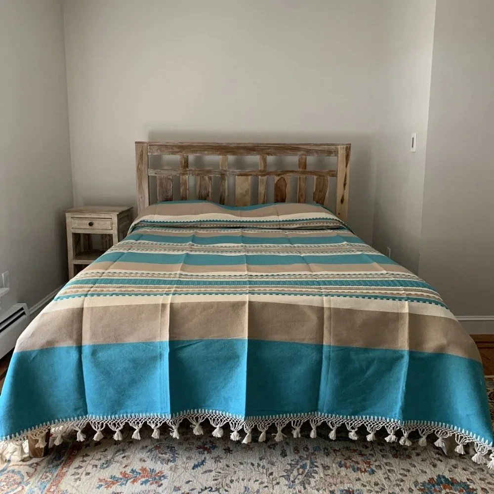 Hand Loom Queen Size Cotton Bedspread.